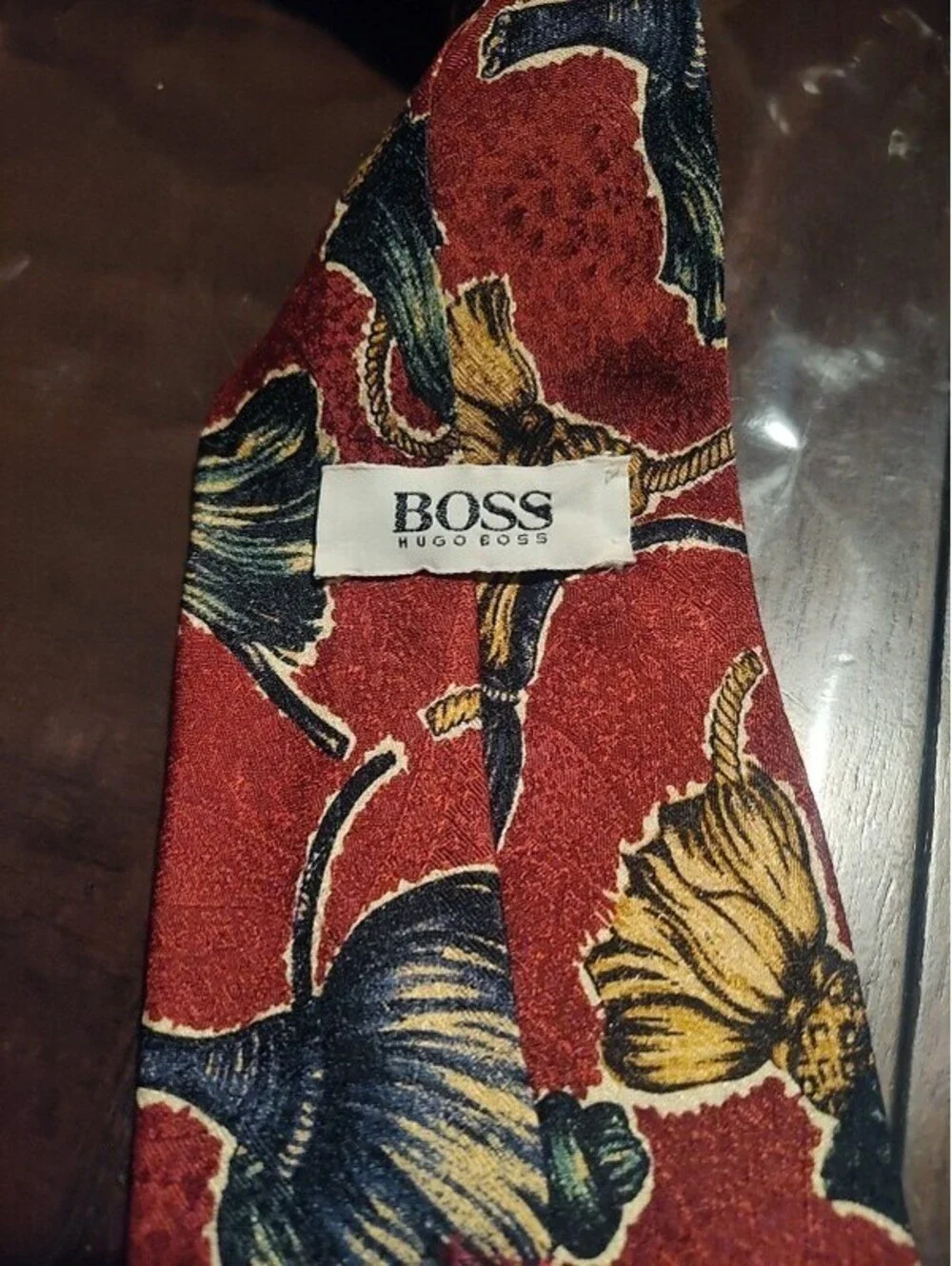 mens vintage Hugo Boss classic 100% all silk Retro luxury geometric neck tie